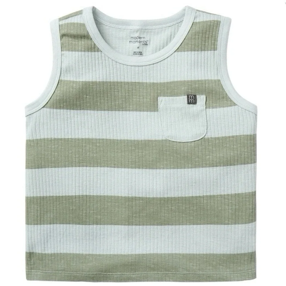 Modern Moments by Gerber Toddler Boy Organic Tank Top 18 Months New with Tags